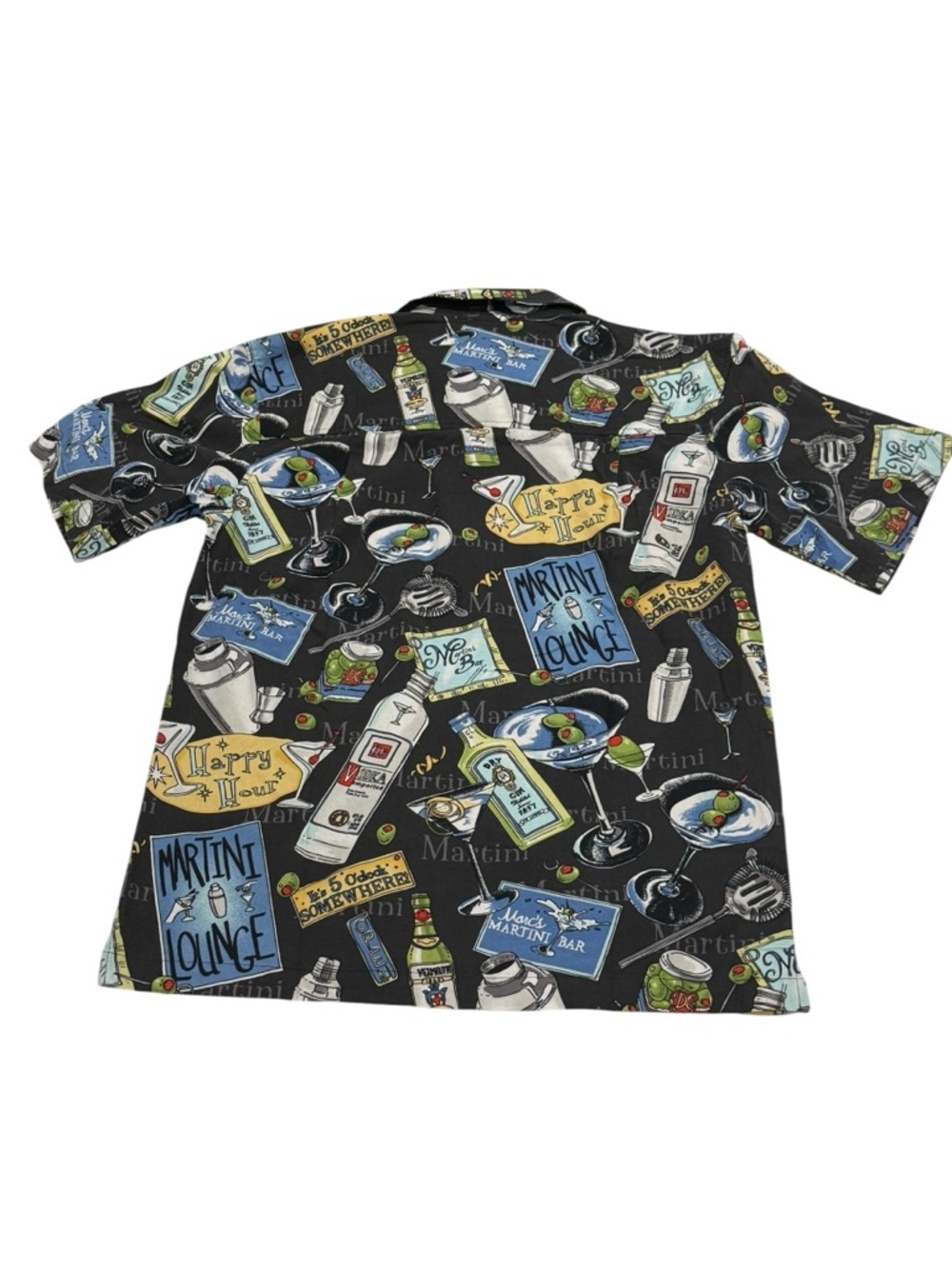 David Carey Martini Graphic‎ Shirt Men's Black Multicolor Short Sleeve M - Picture 2 of 7